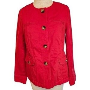 Talbots Cotton Coat size 8‎ Petite button closure Red